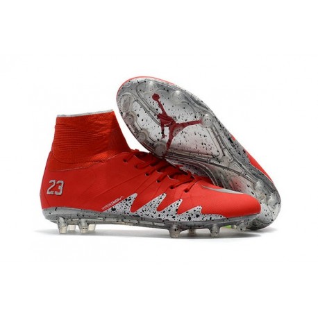 Hommes Chaussures Nike HyperVenom Phantom 2 FG Rouge Argent