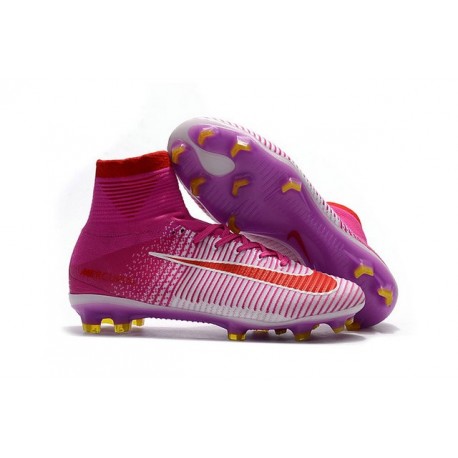 2017 Chaussures de Football Nike Mercurial Superfly V FG - Rose Blanc Rouge