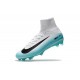 Chaussure de Cristiano Ronaldo Nike Mercurial Superfly 5 FG Blanc Bleu Noir