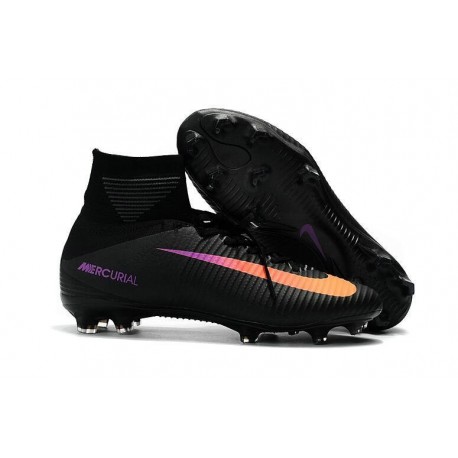 Chaussures Footabll Nike Mercurial Superfly 5 FG Crampon Pas Cher Rouge Noir Orange Violet