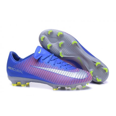 Chaussures de Foot Nike Homme Mercurial Vapor XI FG Argent Bleu Rose