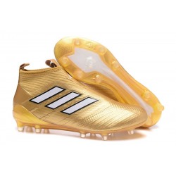 Chaussure Football Adidas ACE 17+ Purecontrol FG Pour Hommes Blanc Or