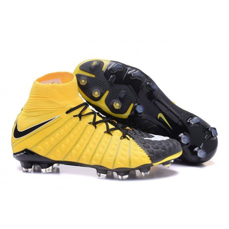 Chaussures de Football 2017 Nike Hypervenom Phantom 3 DF FG Pas Cher - Jaune Noir