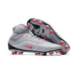 Nike Magista Obra 2 FG ACC Air Max Chaussures Football Pour Homme - Gris Cool Rouge Noir