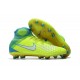 Chaussures Foot Nike Magista Obra II Tech Craft FG - Volt Blanc Bleu Chlore