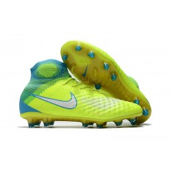 Chaussures Foot Nike Magista Obra II Tech Craft FG - Volt Blanc Bleu Chlore