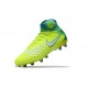 Chaussures Foot Nike Magista Obra II Tech Craft FG - Volt Blanc Bleu Chlore