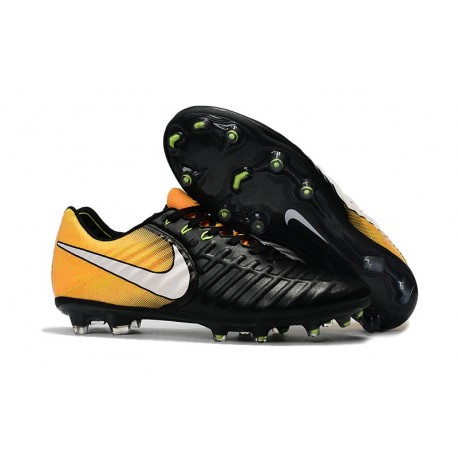 Nike Tiempo Legend VII FG - Chaussures de Football pour Hommes Noir Blanc Jaune