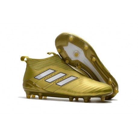 Nouvelles Crampons Foot Adidas Ace17+ Purecontrol FG/AG Or Blanc