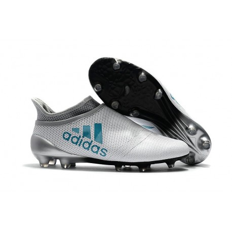 Adidas X 17+ Purespeed FG - Chaussures de Foot pour Hommes Blanc Bleu Gris