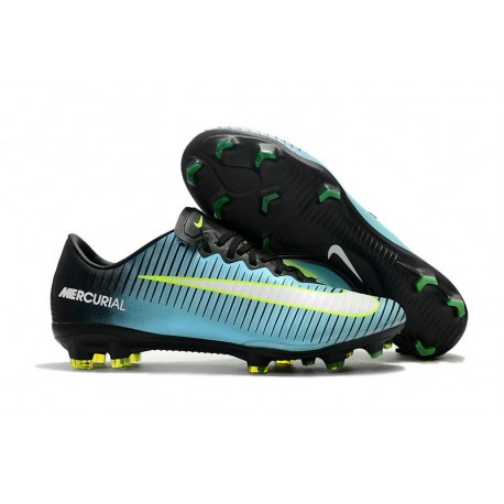 Chaussures de Foot Nike Mercurial Vapor XI FG Bleu Noir Vert Blanc