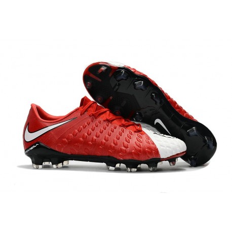 Nouveau Nike Crampons Hypervenom Phantom III FG Rouge Blanc Noir