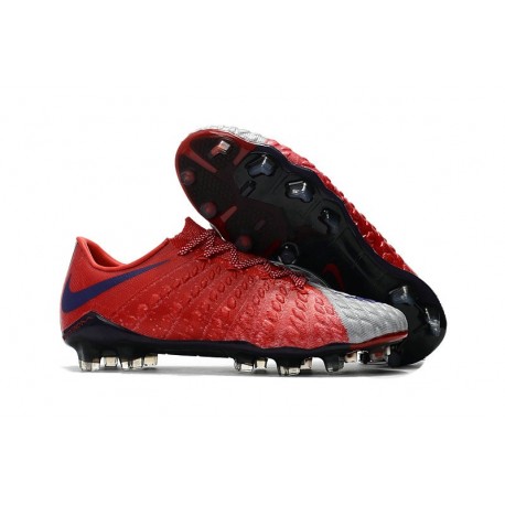 Nouveau Nike Crampons Hypervenom Phantom III FG Rouge Gris Bleu