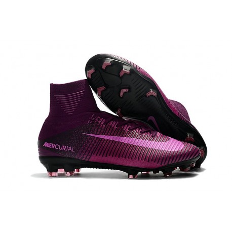 Chaussures de Foot Pas Cher Nike Mercurial Superfly V FG - Violet Noir