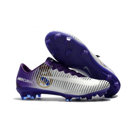 Nouveau Chaussures de Foot Nike Mercurial Vapor 11 FG Real Madrid Violet Blanc