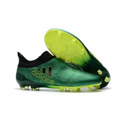 Adidas X 17+ Purespeed FG - Chaussures de Foot pour Hommes Vert Noir Volt