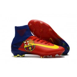 2017 Chaussures de Football Nike Mercurial Superfly V FG - Barcelona FC Bleu Rouge Jaune
