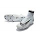 Chaussures de Foot Pas Cher Nike Mercurial Superfly V FG - CR7 Blanc Teinte Bleu