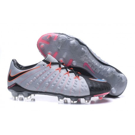 Nouveau Nike Crampons Hypervenom Phantom III FG Noir Gris Rose