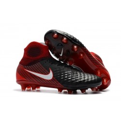 Crampons De Foot Nike Magista Obra 2 FG ACC Noir Blanc Hyper Crimson Clair Crimson