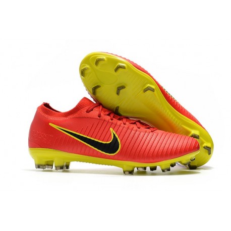 Nike Mercurial Vapor Flyknit Ultra FG - Crampons Nouveau Nike Rouge Jaune Noir