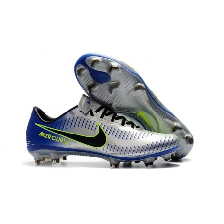 Nike Mercurial Vapor Flyknit Ultra FG - Crampons Nouveau Nike Argent Bleu