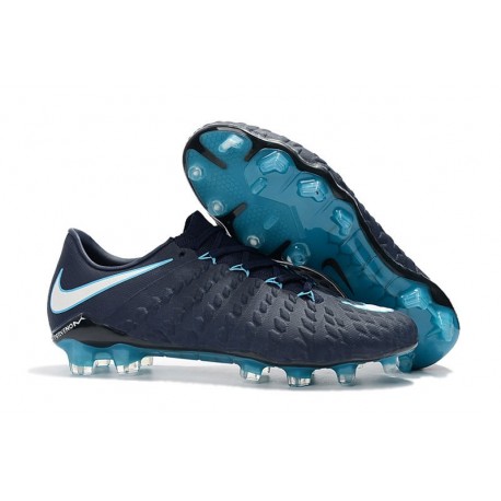 Nouveau Nike Crampons Hypervenom Phantom III FG Bleu Blanc