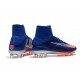 Chaussures de Foot Pas Cher Nike Mercurial Superfly V FG - Bleu Royal Chrome Carmin