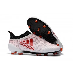 Adidas X 17+ Purespeed FG - Chaussures de Foot pour Hommes Blanc Rouge Noir
