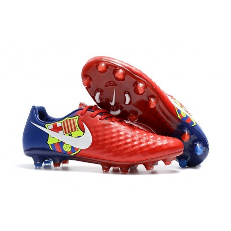 Chaussures De Football Nike - Nike Magista Opus II FG - Terrain Sec - Barcelona Rouge Bleu