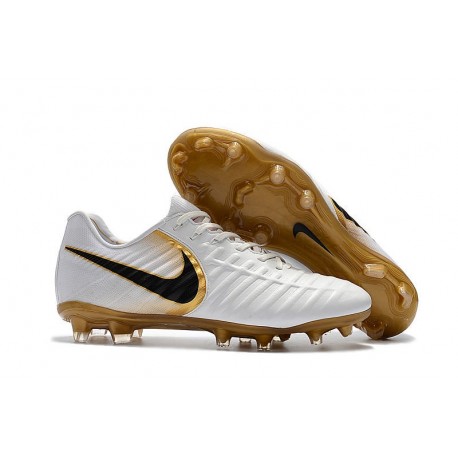 Nouvelles Crampons pour Hommes - Nike Tiempo Legend VII FG Blanc Or Noir