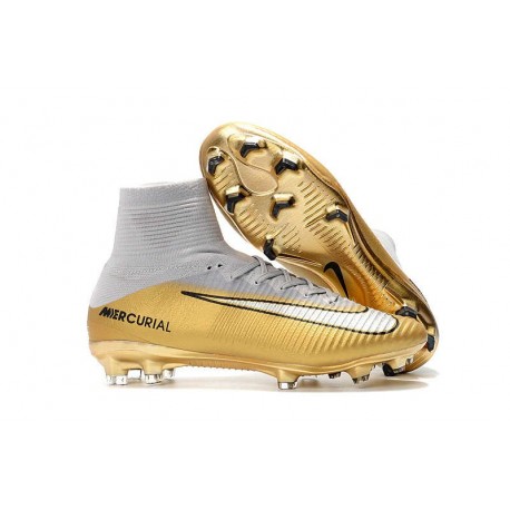 Chaussures de Football Nike Mercurial Superfly V FG - Hommes - Quinto Triunfo Or Blanc