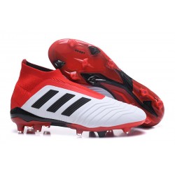 Chaussures de Football 2018 - adidas Predator 18+ FG Blanc Noir Rouge