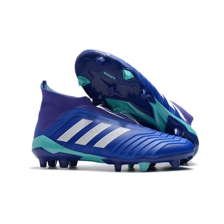 Chaussures de Football 2018 - adidas Predator 18+ FG Bleu Blanc