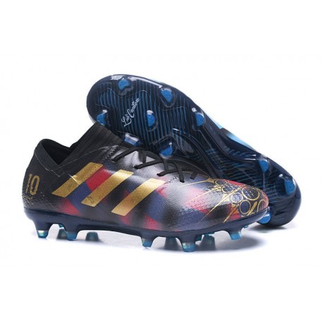 Chaussures de Football pour Hommes Adidas Nemeziz 17+ 360 Agility FG Messi Noir Or Bleu