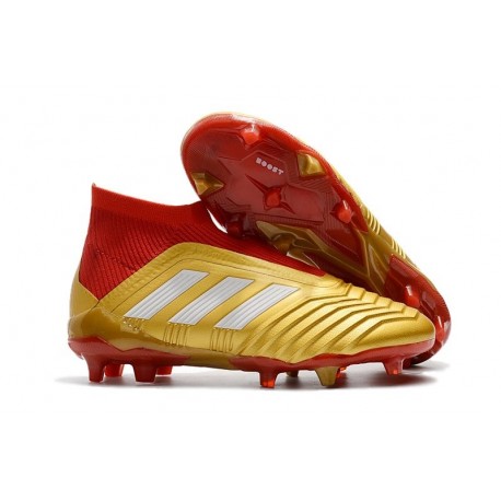 Chaussures de Football 2018 - adidas Predator 18+ FG Or Rouge Blanc