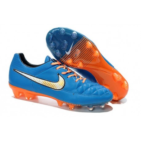 Chaussure de Football Nike Tiempo Legend FG - Bleu Orange Blanc