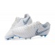 Nouvelles Crampons pour Hommes - Nike Tiempo Legend VII Elite FG Blanc Gris Métallique Bleu Héros