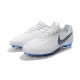 Nouvelles Crampons pour Hommes - Nike Tiempo Legend VII Elite FG Blanc Gris Métallique Bleu Héros