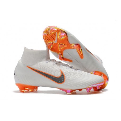 Chaussures football Nike Mercurial Superfly VI 360 Elite FG pour Hommes Blanc Gris Métallique Orange Total