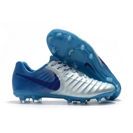 Nouvelles Crampons pour Hommes - Nike Tiempo Legend VII FG Bleu Argent