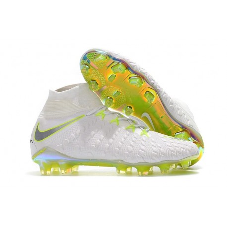 Chaussure Hypervenom Phantom III Elite DF FG pour Hommes Blanc Gris Métallique Volt