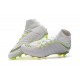 Chaussure Hypervenom Phantom III Elite DF FG pour Hommes Blanc Gris Métallique Volt