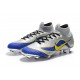 Chaussures football Nike Mercurial Superfly VI 360 Elite FG pour Hommes Argent Bleu Jaune