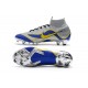 Chaussures football Nike Mercurial Superfly VI 360 Elite FG pour Hommes Argent Bleu Jaune