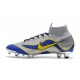 Chaussures football Nike Mercurial Superfly VI 360 Elite FG pour Hommes Argent Bleu Jaune