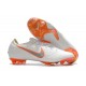 Nouveau Crampons de Football Nike Mercurial Vapor XII Elite FG Blanc Gris Métallique Orange Total