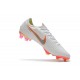 Nouveau Crampons de Football Nike Mercurial Vapor XII Elite FG Blanc Gris Métallique Orange Total