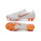 Nouveau Crampons de Football Nike Mercurial Vapor XII Elite FG Blanc Gris Métallique Orange Total