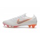 Nouveau Crampons de Football Nike Mercurial Vapor XII Elite FG Blanc Gris Métallique Orange Total